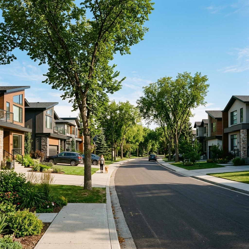 Modern Edmonton street and clean residential homes
