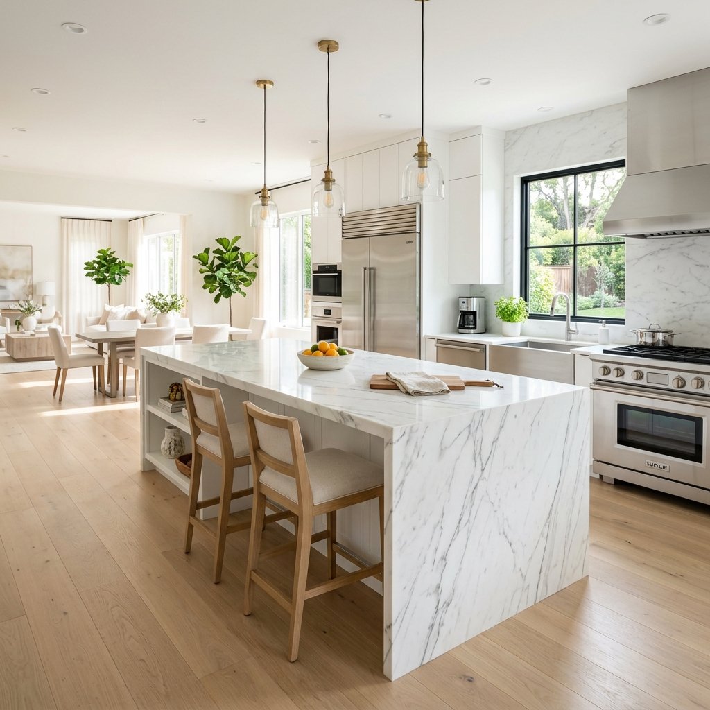 Spotless kitchen island in modern home